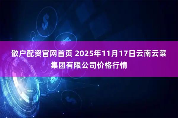 散户配资官网首页 2025年11月17日云南云菜集团有限公司价格行情